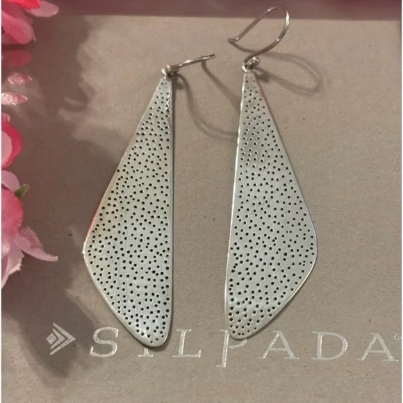 Silpada Textured Sterling Silver Geometric Earrings W1161 - Picture 4 of 11